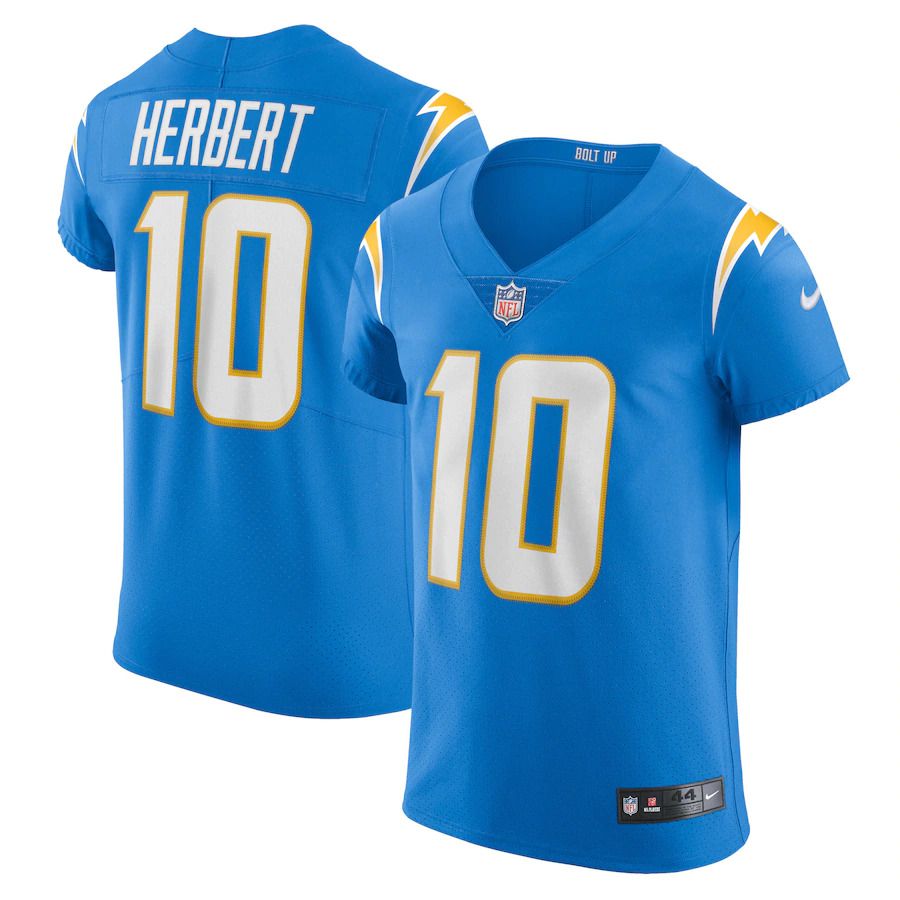 Men Los Angeles Chargers #10 Justin Herbert Nike Powder Blue Vapor Elite Player NFL Jersey
